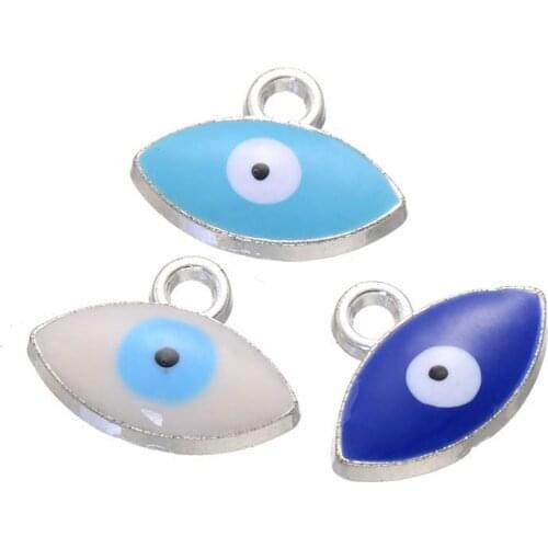 500pcs 3 Assorted Color 13*17mm DIY jewelry silver color alloy enamel tiny religion Turkey evil eye charms pendant CH0245