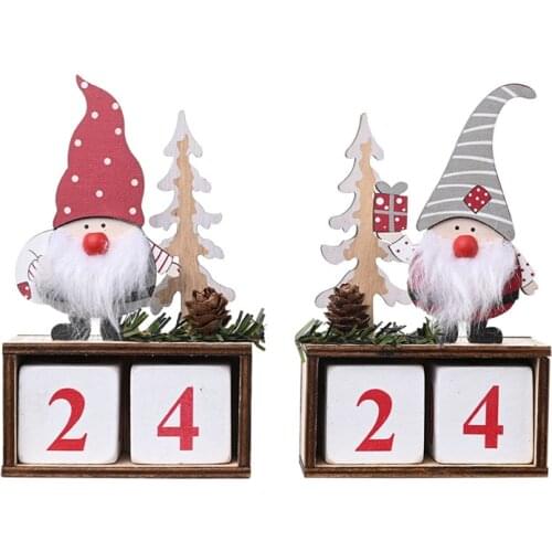6 Pcs Christmas Desktop Ornament Gnome Calendar Wooden Christmas Advent Countdown Ornament Home Tabletop Decor Wholesale X2