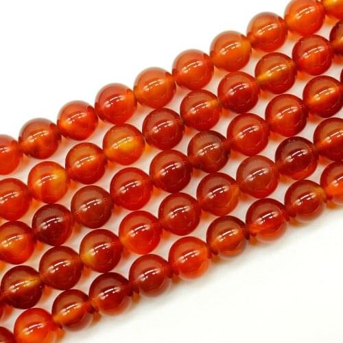 Natural Stone Carnelian Round Beads Red Agat 4 6 8 10 12MM Charm Bracelet Necklace Handicraft Diy Beads for Jewelry Making acces