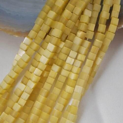 4MM Yellow Cats Eye Cube Loose Beads Strand 15 Inch Jewelry For Woman Gift Making K007
