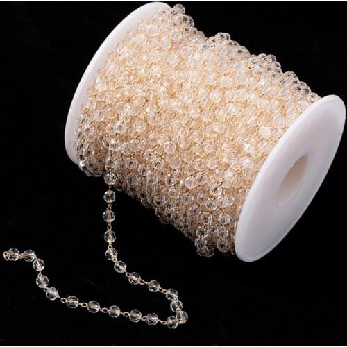 Czech Crystal Bead Chain for Jewelry Making Necklace Bracelet Anklet Bulk Glass Bead Copper Link Chain DIY Jewelry Accessories
