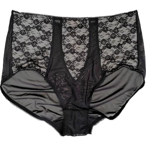 Black Skin Color Plus Size Womens High Waist Lace High-end Brief, Underwear Panties Lingeries Gift BR010