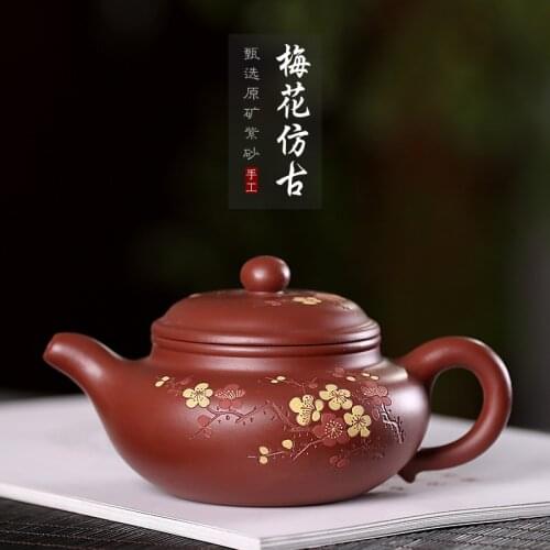 Dahongpao, plum blossom antique teapot manufacturer, first-hand supply, customized color painted teapot manufacturer