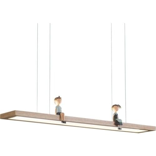 Long Wood Pendant Lamp Home Office Led Panel Light Study Pendant Light Kids Bedroom Led Pendant Light For Reading Led Luminaria