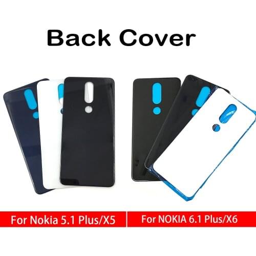 For Nokia 5.1 Plus X5 Back Battery Cover Door Rear Housing Case Glass Panel For Nokia 6.1 Plus X6 2018 Battery Cover Replacement