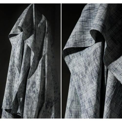 Denim mottled plaid blue-gray woven fabric, creative home textile fabric clothing designer fabric