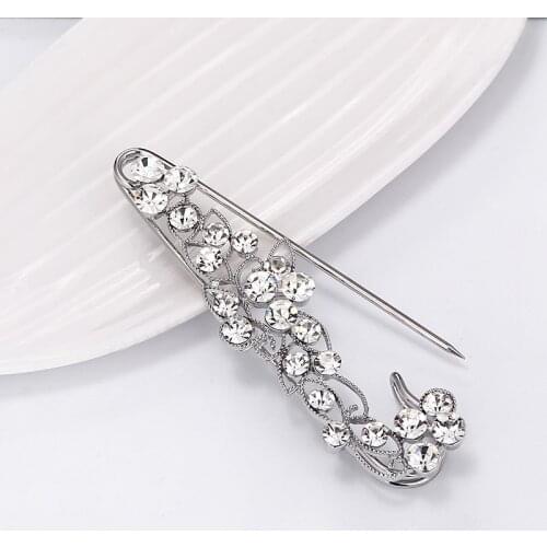 Inlaid Charming Refined Crystal Rhinestone Branch Brooches hijab pins for Man Women Suit Scarf Flower Brooch Pin Jewelry2019