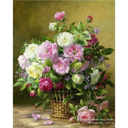 New sale peony diamond Mosaic Diy diamond painting Full square rhinestone diamond Embroidery Cross stitch decoration painting