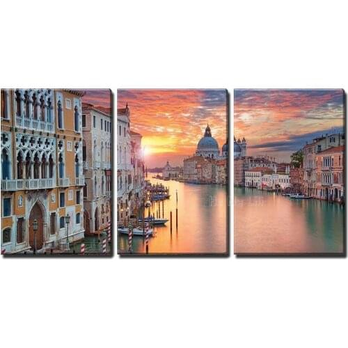 Oil Painting Engraving On Canvas Venice With Santa Maria Della Salute Basilica Modern Home Art