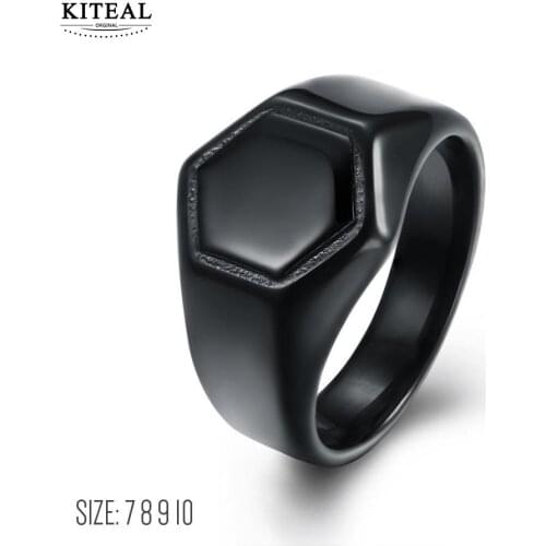 KITEAL Trendy Titanium Steel Black size 10 7 8 9 wedding ring for man Punk men jewelry anillos to.us bear bijoux