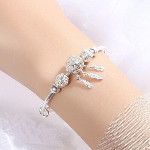 KOFSAC New Fashion 925 silver Bangles For Women Exquisite Dream catcher Bracelet Adjustable Bangle Lady Birthday Party Jewelry