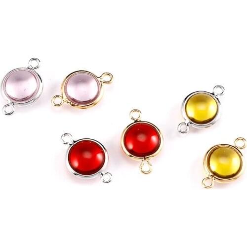Round Glass Beads Pendants Double Hook floating Charms For Jewelry Making Diy Earrings Accessories Red Pink Yellow