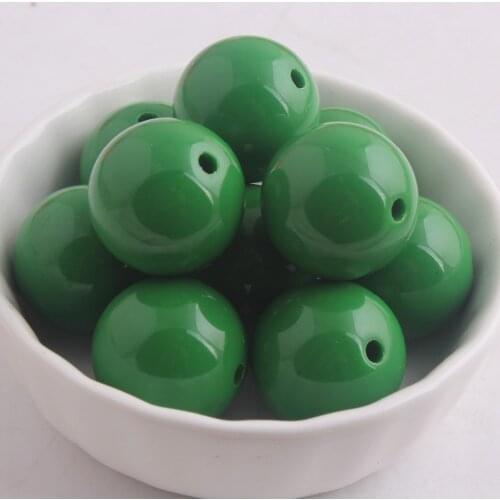 Kwoi vita Christmas Green Color Chunky 20MM 100pcs Acrylic Solid Bubble Gumball Beads for Kids Necklace Jewelry Making