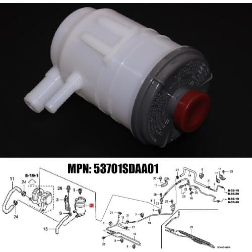 JEAZEA 1x Power Steering Fluid Reservoir Bottle Oil Tank Fit For HONDA ACCORD For Acura TL TSX RL 53701-SDA-A01 Car Replacement