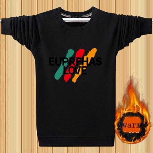 Men Sweatshirts Plus Velvet To Keep Warm 2021 New Arrival Winter Cotton Male Pullover Letter Korean Style Plus Size 4XL 5XL H23