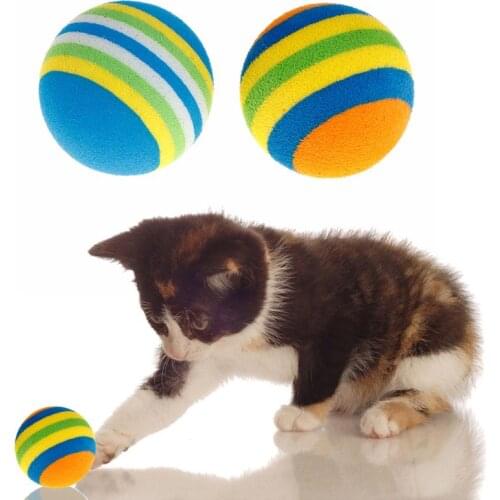 10 Pcs Rainbow Ball Pet Toys EVA Soft Interactive Cat Dog Puppy Kitten Play Funny Colorful Gifts Chew Balls Pets Supplies