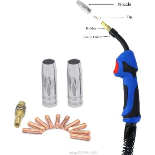 13x0.6mm/0.8mm/0.9mm/1.0mm Welding Gun Accessory Kit with Gas Nozzle Holder&Contact Tips for 15AK 14AK Welding AG16 21 Dropship