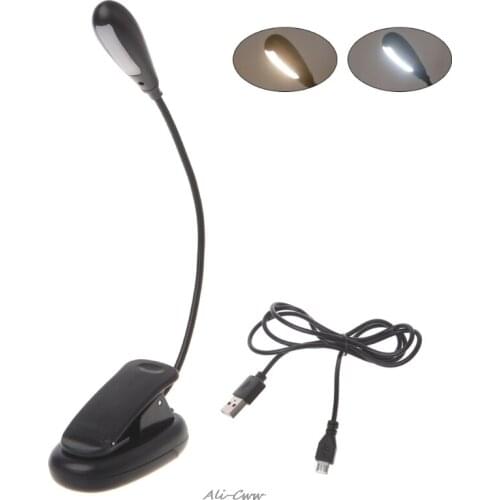 2018 Flexible Arm Dimmable 7 LED USB Table Lamp Clip-on Bed Reading Table Light Reading Music Light