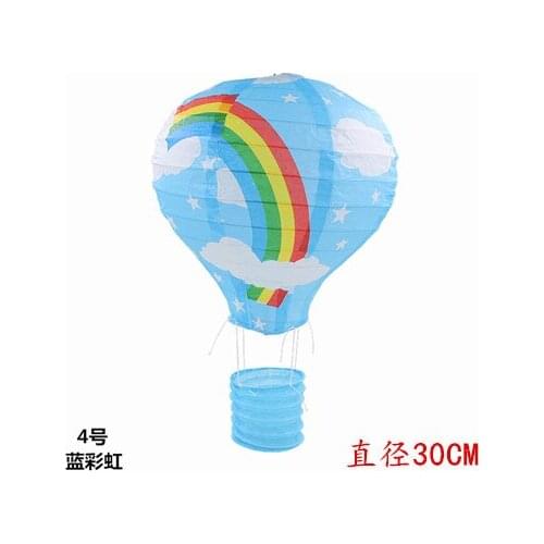 New 30CM Blue rainbow Hot Air Balloon Paper Lantern wedding Lantern Festival children bedroom hanging birthday party decoration