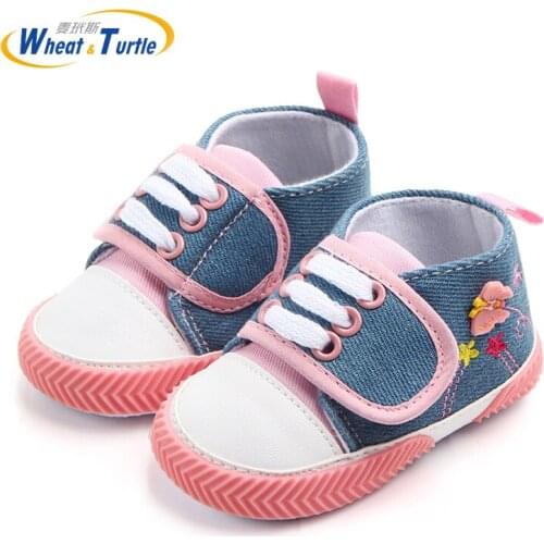 Mother Kids Hand Made Baby Shoes Butterfly Embroidery Fashion Toddler Casual Lace-Up Sneaker Soft Soled Crib Shoes First Walkers