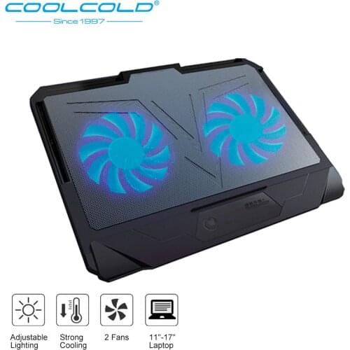 COOLCOLD Laptop Cooling Pad Base Notebook Cooler Two Led Fan Seven Angles Adjustment For 12'' 15.6'' 17'' Laptop USB Cooling Fan