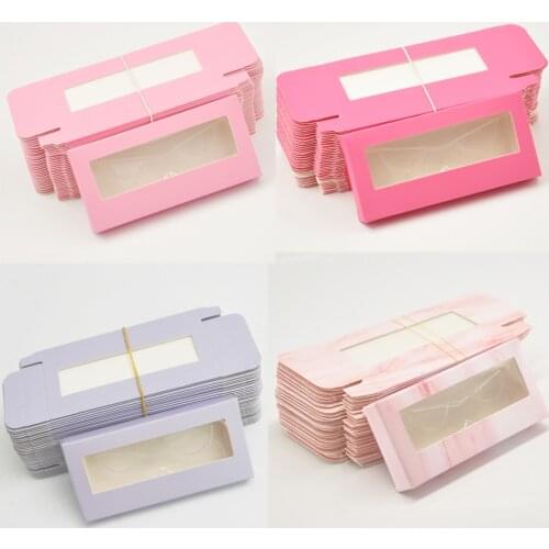 Wholesale False Eyelash Packaging Paper Box Lash Boxes Packaging Custom Logo Faux 3D Mink Eyelashes Makeup Rectangle Cases Bulk