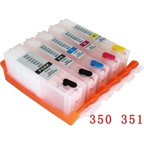 PGI-350 CLI-351Cartridge With ARC Chip For Canon 350 351 Refillable Cartridge For Canon PIXUS ip7230 MG5430 MX923 MG5530
