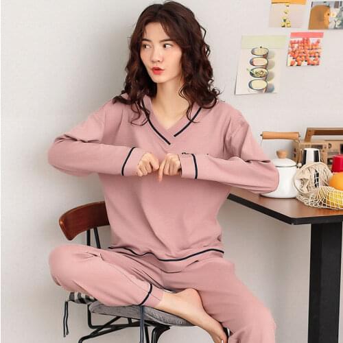 Womens Sleepwear Sexy Pajamas Sets short Sleeve Top + Pants Autumn Winter Cute 2 Pieces Pyjama Pj Sets Ladies Cute Homewear