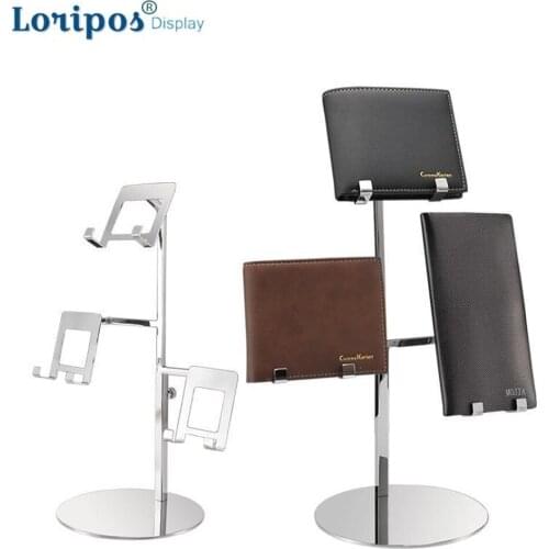 Stainless Steel Wallet Shelf Table Purse Display Stand Adjustable Height Purse Display Rack Metal Storage Bracket Orgaziner Prop