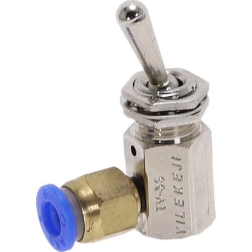 Exhaust valve Position 2 Way ON/OFF M5 Thread Toggles Switch TV-3S 2 Air Pneumatic Mechanical Valve w Fiittings