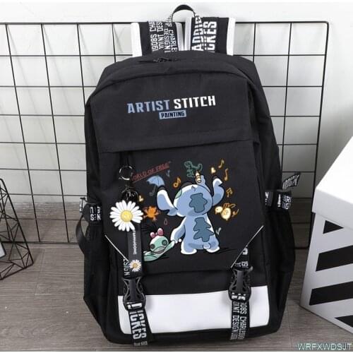 Disney Cartoon Stitch Backpack Women Men Capacity Schoolbags For Teenagers Man Women Mochilas Kawaii School Backpack