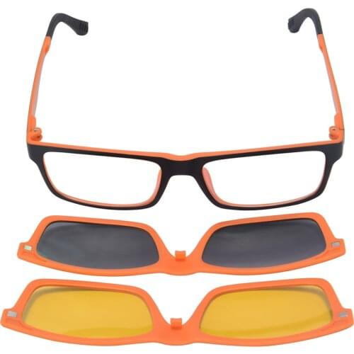 SHINU Optical Eyeglasses Frame Prescription Spectacles Frames 2PCS Clip on Sunglasses Eyewear Night Vision polarized SH77003