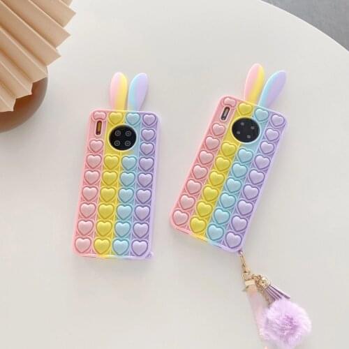 Relieve Stress Pop Toys Push Bubble Silicone Phone Case For huawei mate 40 30 p30 p40 pro nova 8 7 Soft kids Cover