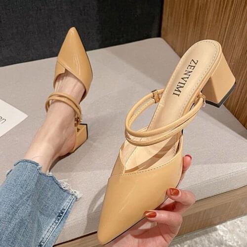 40GC Fashion Womens Sandalst Ladies High Heel Slippers Women Thick Heel Dress Party Shoes Jelly Sandals High Heel Shoes