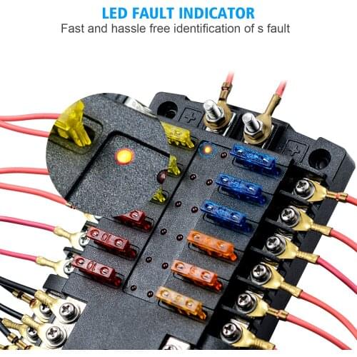 Universal 12 Way wide voltage and super current fuse box,Can be installed on cars, Yueshu, motorhomes, buses, yachts, boats