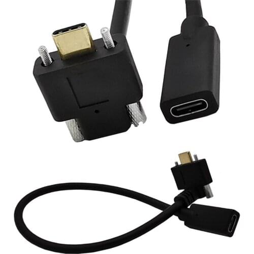 USB 3.1 Type-C Female to 90 Degree Up & Down USB-C Male Data with screw Cable 0.3m 0.6m 1.0m 2.0m
