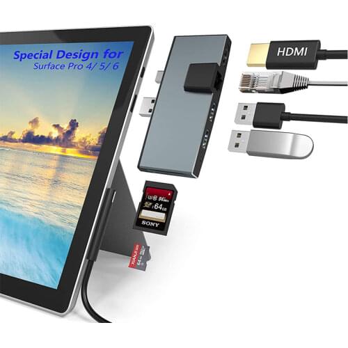 USB C HUB For Microsoft Surface Pro 4 /Pro 5 /Pro 6 Adapter Dock With Multi Port USB 3.1 To HDMI 4K 1000Mb RJ45 PD USB Splitter