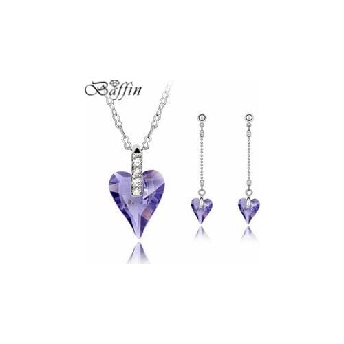 Fashion Jewelry sets Heart Necklace Dangle Earrings Made With SWAROVSKI Elements Crystals from SWAROVSKI for Women Engagement