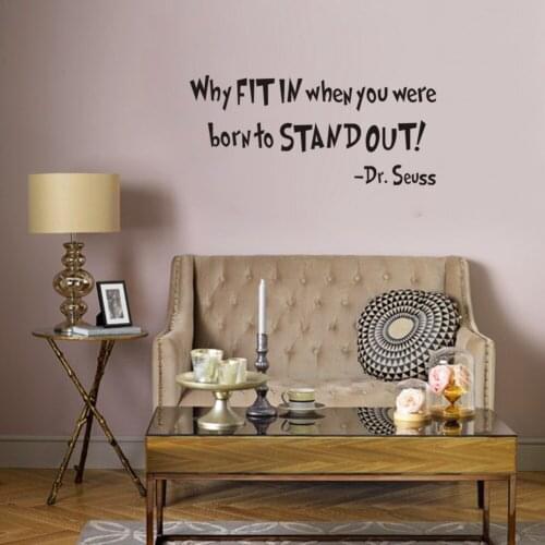 Why fit in when you were born to stand out Living Room bedroom Vinyl Wall Decal Lettering Art Word motto Wall Sticker Home Decor