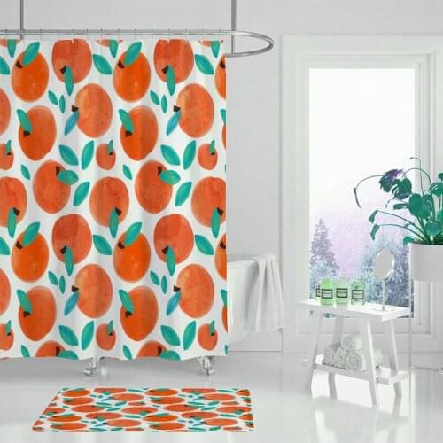 Plant shower curtain flower green leaf blue background simple girl room bathroom decoration waterproof cloth curtain cover
