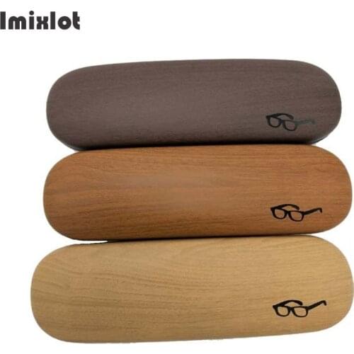 Fashion Wood Grain Leather Eye Glasses Hard Shell Protector Reading Eyewear Case Vintage Men Women Portable Sunglasses Box Case