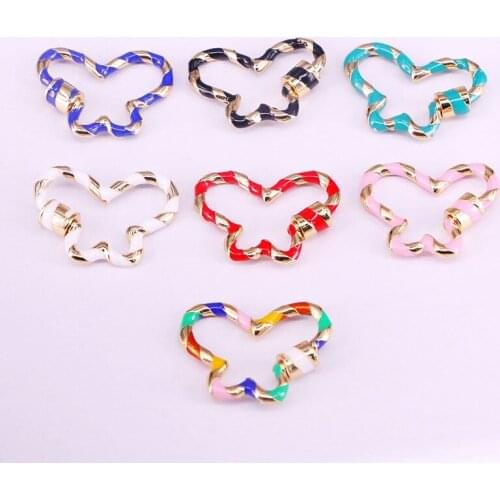 10PCS, Enamel Butterfly shape DIY Jewelry Clasps Copper Connector Lock Carabiner For Jewelry Making