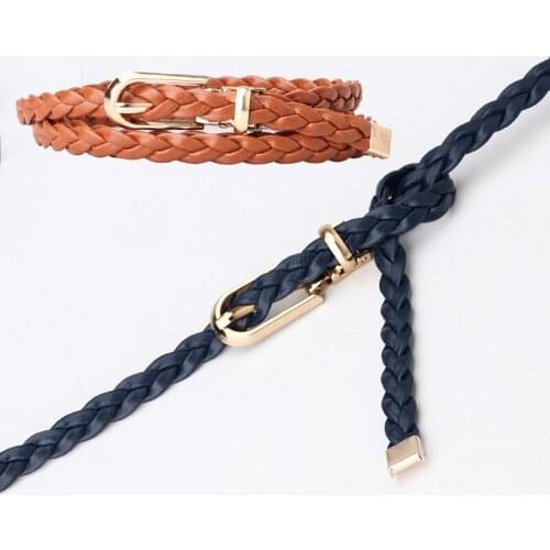 Womens Round Buckle Belt Retro Weave Decorative Jeans Canvas Braided Waistband Ladies Waist Belt Corset Belt Jeans Dress