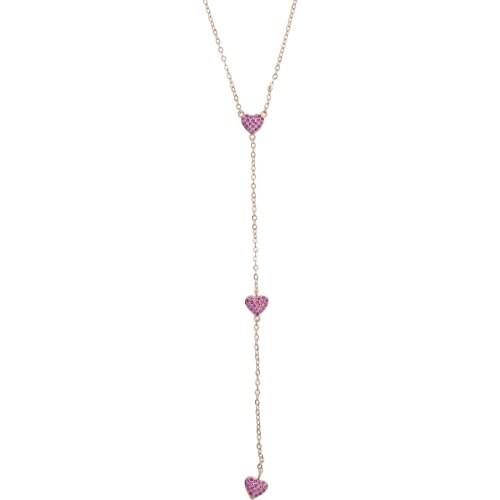 New rose gold red cz charm necklace Cute lovely minimal heart cz choker long Y lariat women multi layer sexy necklaces jewelry