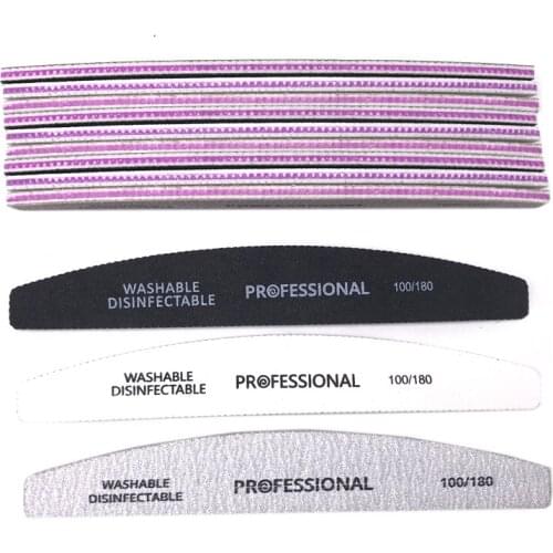 10 Pcs Lime A Ongle Professional Nail File Set Half Moon Washable Nail Sanding Blocks Grinding Polishing Manicure Care Tools