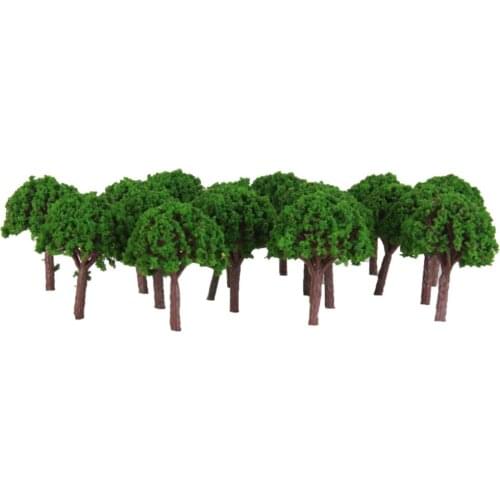 50 Light Green Trees Fit Z T Scale Model Train Road Park Diorama Scene 1:500