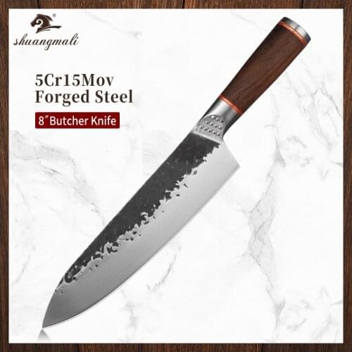 8 Inch Kitchen Chef Knife Forged 5Cr15MoV Stainless Steel Cooking Chef Knives Slicing Meat Vegetable Utility Cleaver Knife