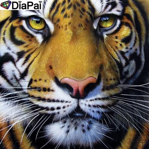 DiaPai Diamond Painting 5D DIY 100% Full Square/Round Drill "Animal tiger" Diamond Embroidery Cross Stitch 3D Decor A22017