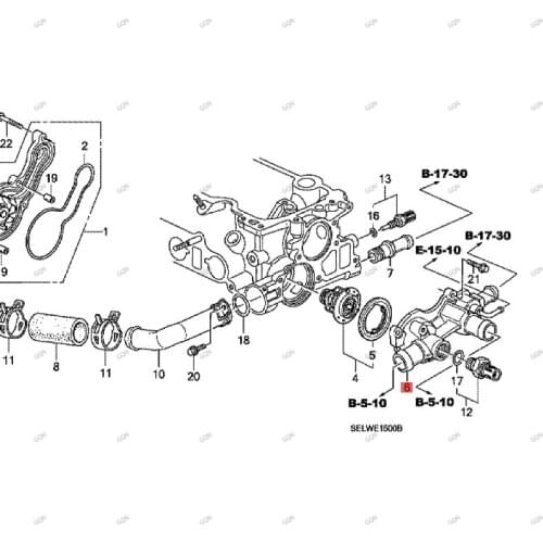 Car Coolant thermostat seat Thermostat seat Engine cooler temperature controller hon daa cco rdWater pump thermostat seat
