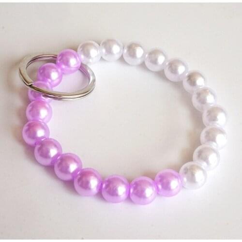 Pearl Turquoise Beads Bracelets Key Rings for Women Beaded Keychains